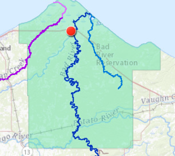 Screenshot from this geonarrative showing the July 2016 flood in northern Wisconsin